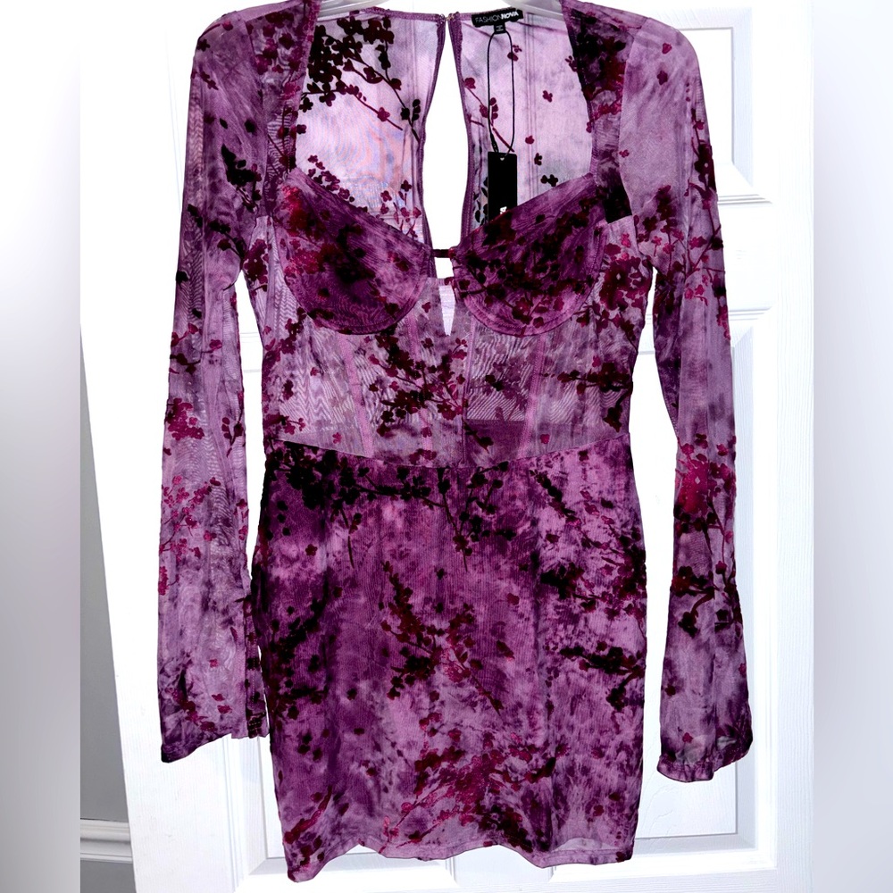 Women’s Floral Mesh Bodycon Dress - XL
